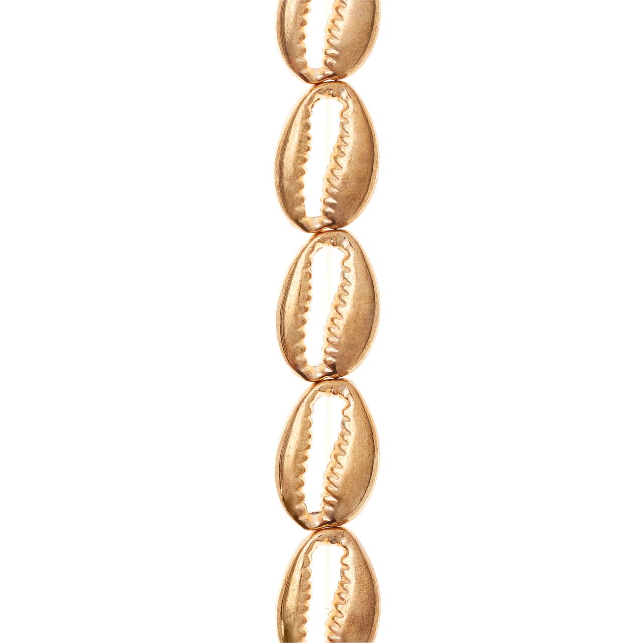 12 Packs: 11 ct. (132 total) Gold Cowrie Shell Beads, 17mm by Bead Landing®